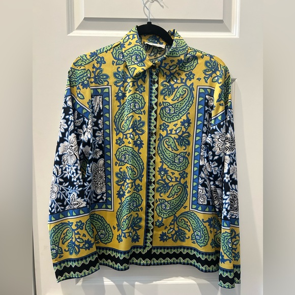 Maison d'Amélie Yellow and Blue Patterned Shirt - Picture 1 of 3